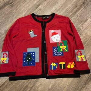 Onque Casuals Red and Black Cardigan